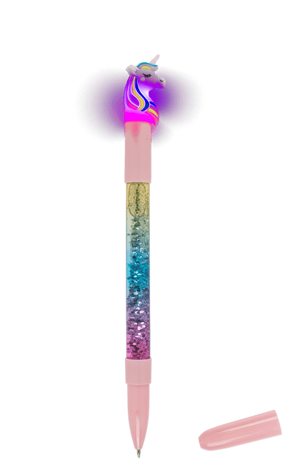 Pen with glitter & colourchanging light,
