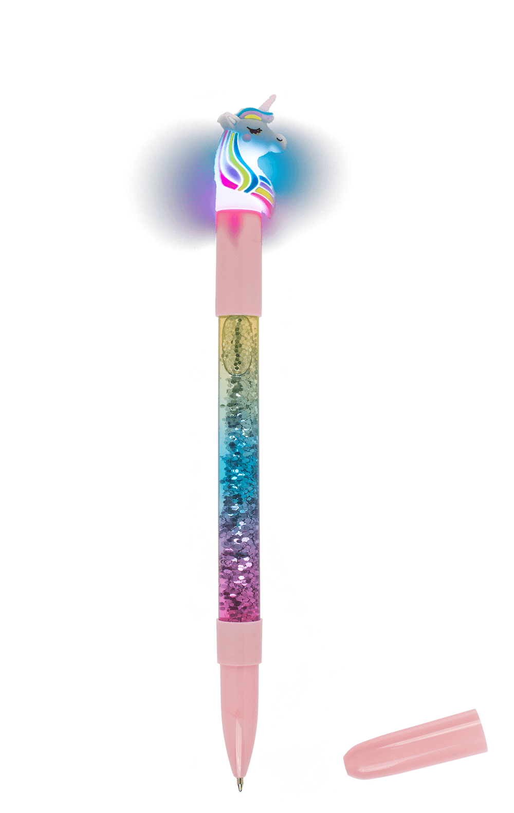 Pen with glitter & colourchanging light,