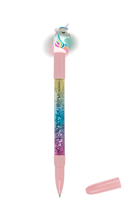 Pen with glitter & colourchanging light,