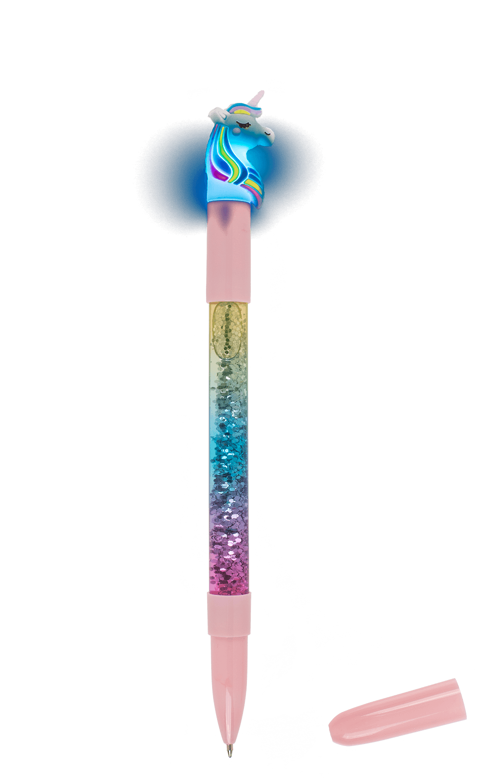 Pen with glitter & colourchanging light,