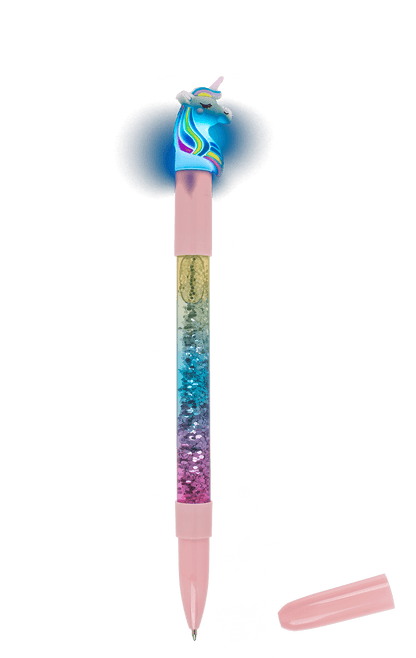Pen with glitter & colourchanging light,