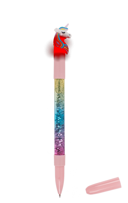 Pen with glitter & colourchanging light,