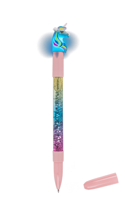 Pen with glitter & colourchanging light,