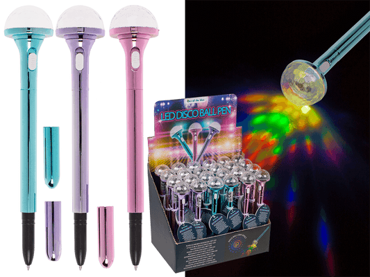 Pen, Disco ball, with LED (incl. batteries)