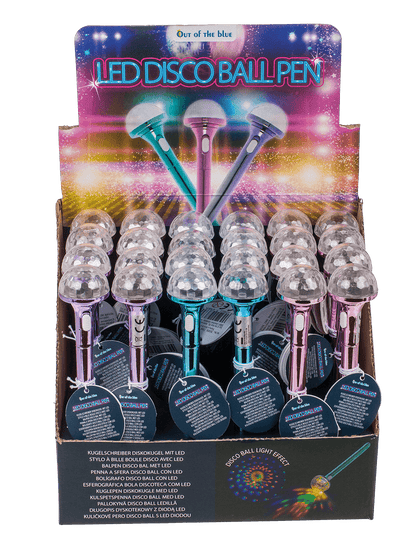 Pen, Disco ball, with LED (incl. batteries)