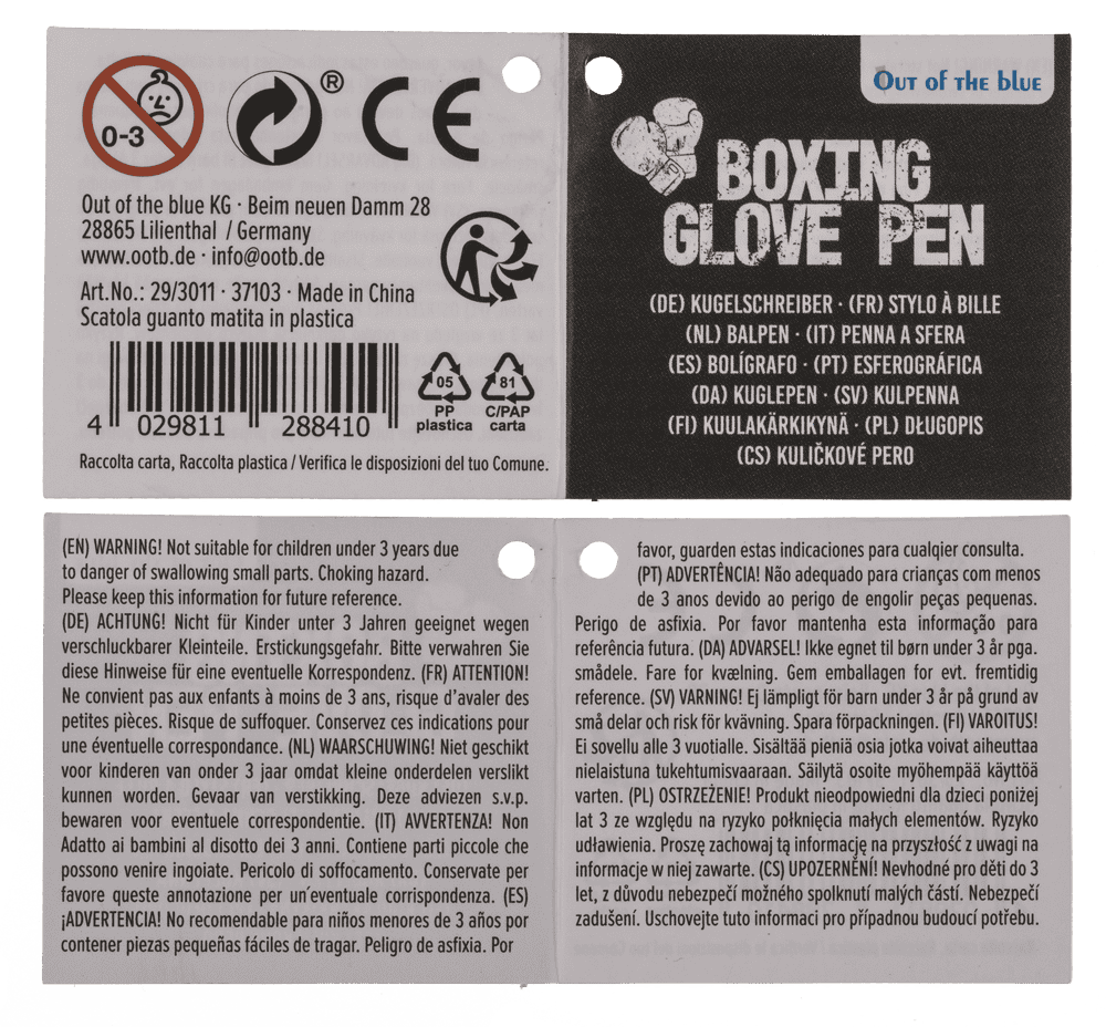 Ball Pen, Boxing Glove with activation mechanism,