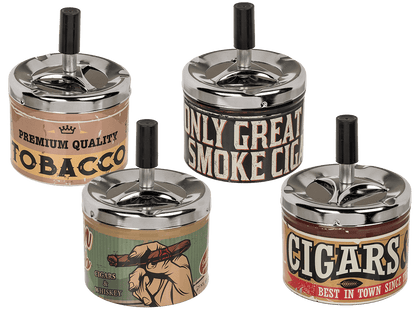 Metal push down ashtray, Tobacco,