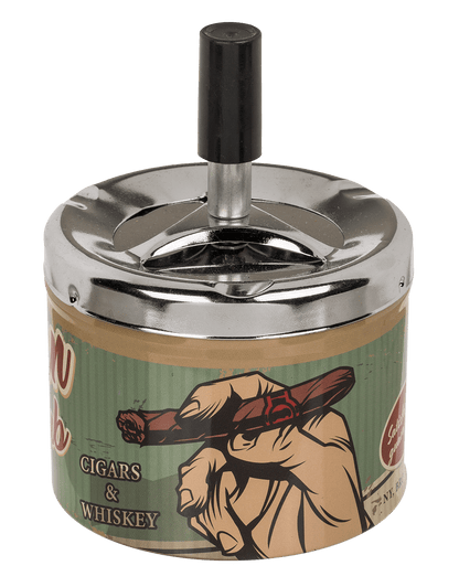 Metal push down ashtray, Tobacco,
