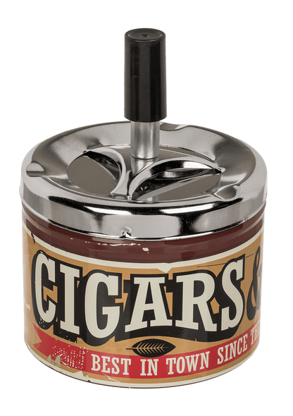 Metal push down ashtray, Tobacco,