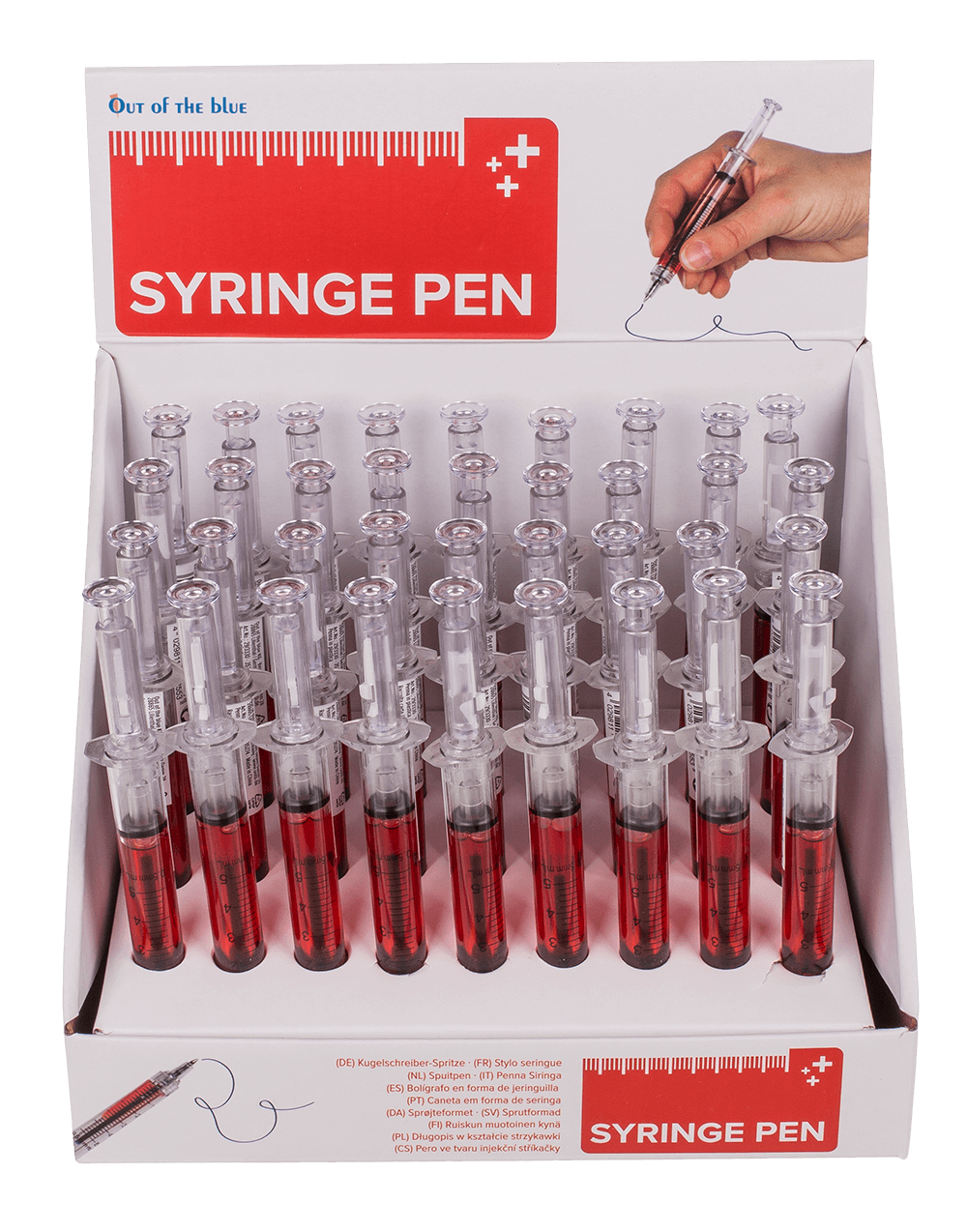 Syringe Pen with red liquid,