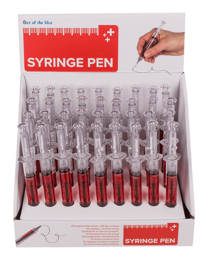 Syringe Pen with red liquid,