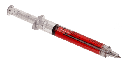 Syringe Pen with red liquid,