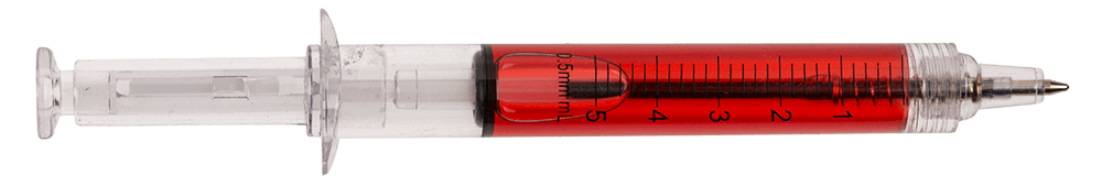Syringe Pen with red liquid,