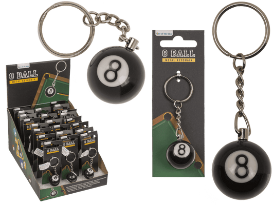Metal key chain, Pool Ball Black 8,