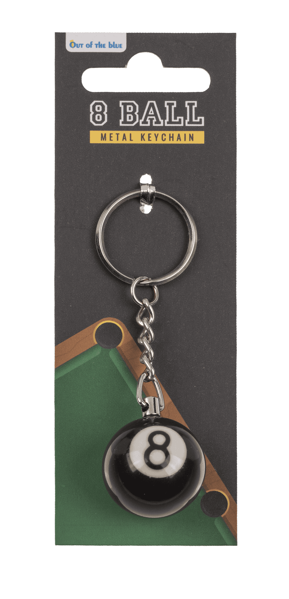 Metal key chain, Pool Ball Black 8,
