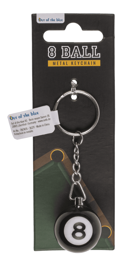 Metal key chain, Pool Ball Black 8,