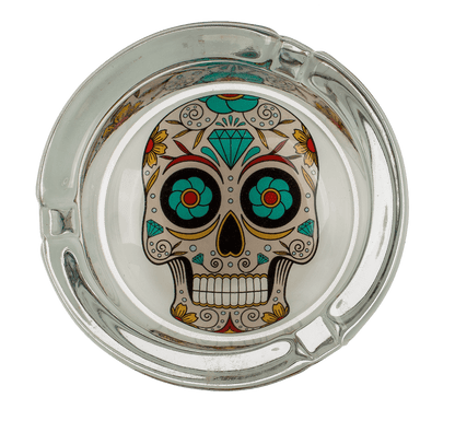 Glass ashtray, Coloured Skull,