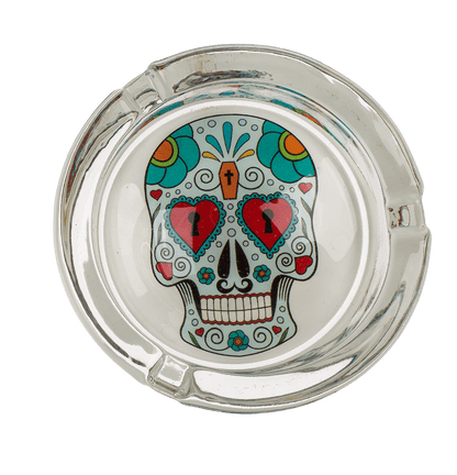 Glass ashtray, Coloured Skull,
