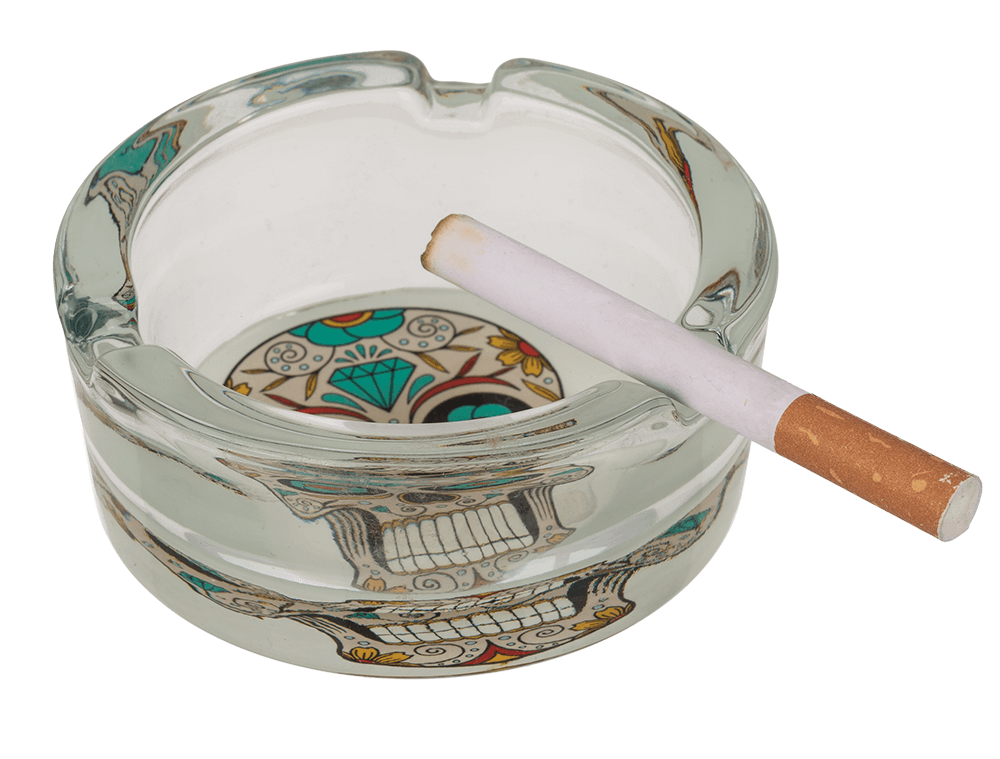 Glass ashtray, Coloured Skull,