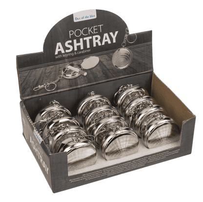 Metal pocket ashtray with key ring & carabiner