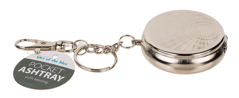 Metal pocket ashtray with key ring & carabiner