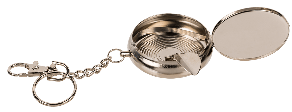 Metal pocket ashtray with key ring & carabiner