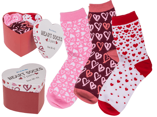 Set of 3 women socks, Hearts, Size 36 - 42,