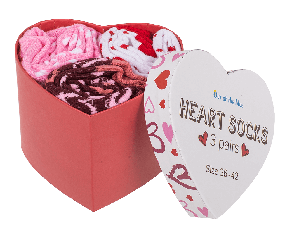 Set of 3 women socks, Hearts, Size 36 - 42,
