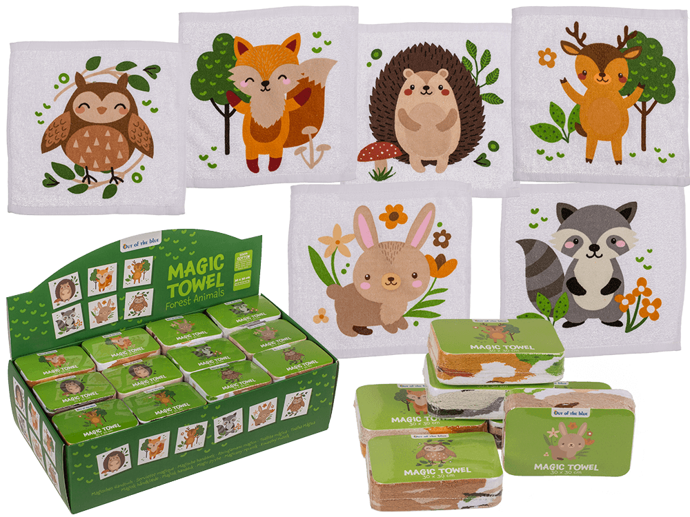 Magic cotton towel, forrest animals,