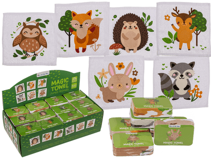 Magic cotton towel, forrest animals,