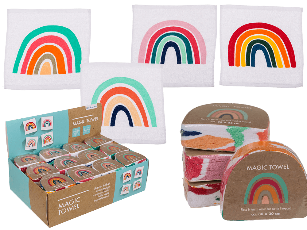 Magic cotton towel, rainbow,