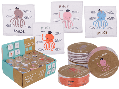 Magic cotton towel, octopus,