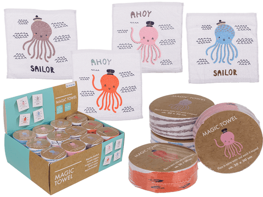 Magic cotton towel, octopus,