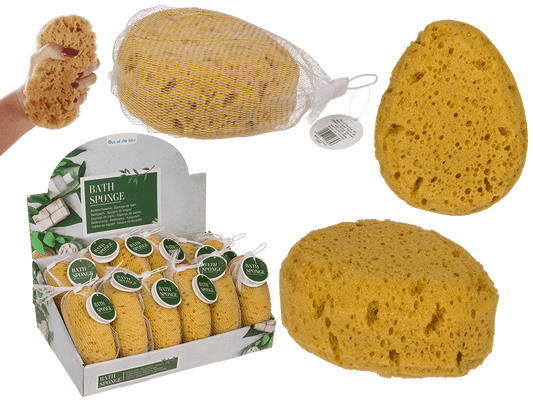 Bath sponge, in net for hanging,
