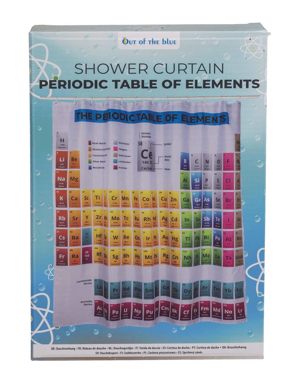 Shower curtain, periodic table,