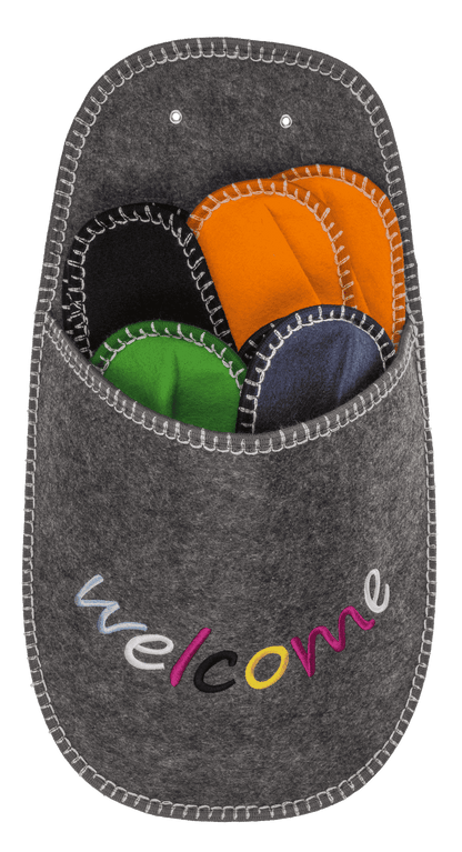 Jumbo felt slipper, Welcome,