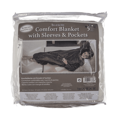 Beige comfort blanket with sleeves & pockets,
