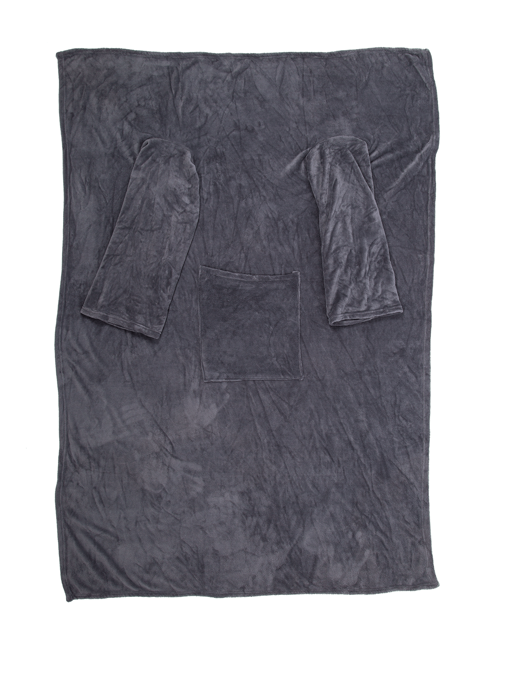 Grey comfort blanket with sleeves & pockets,