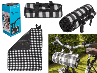 Outdoor blanket with fixing clips for bicycles,