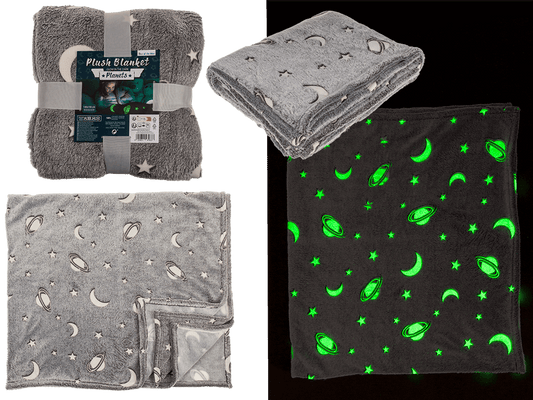 Plush blanket, planets,