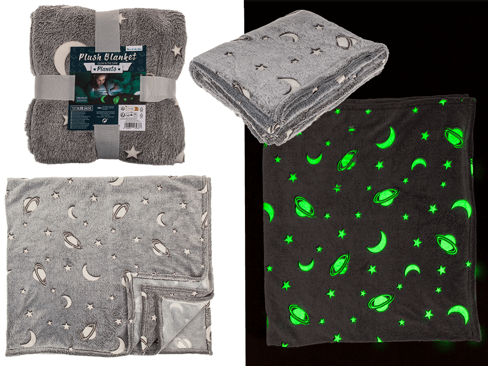 Plush blanket, planets,