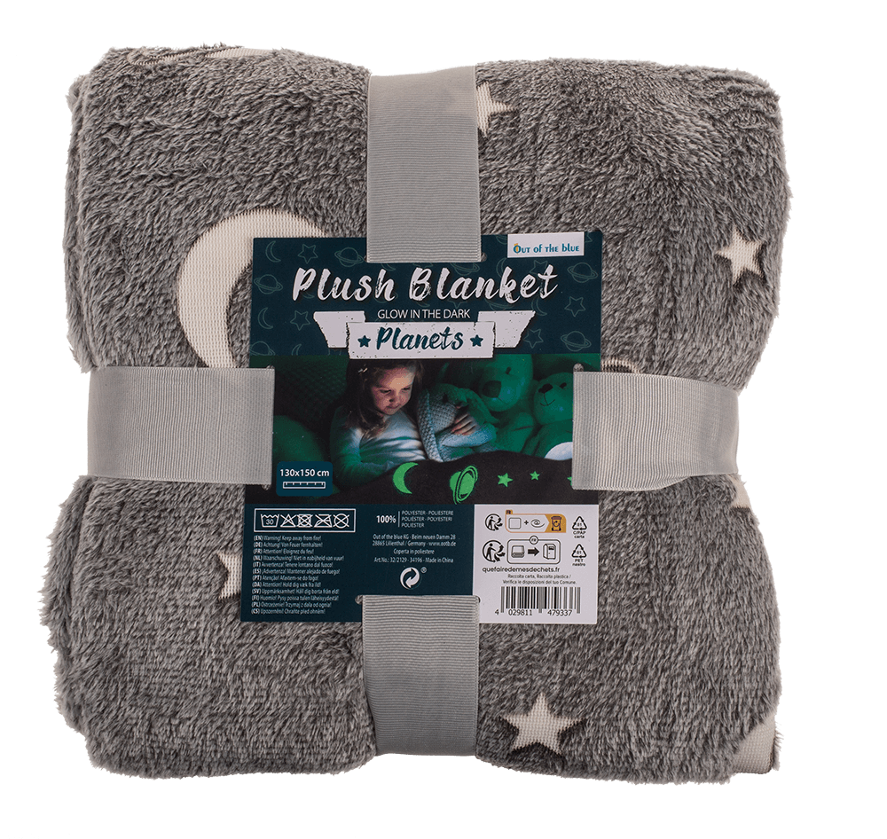 Plush blanket, planets,