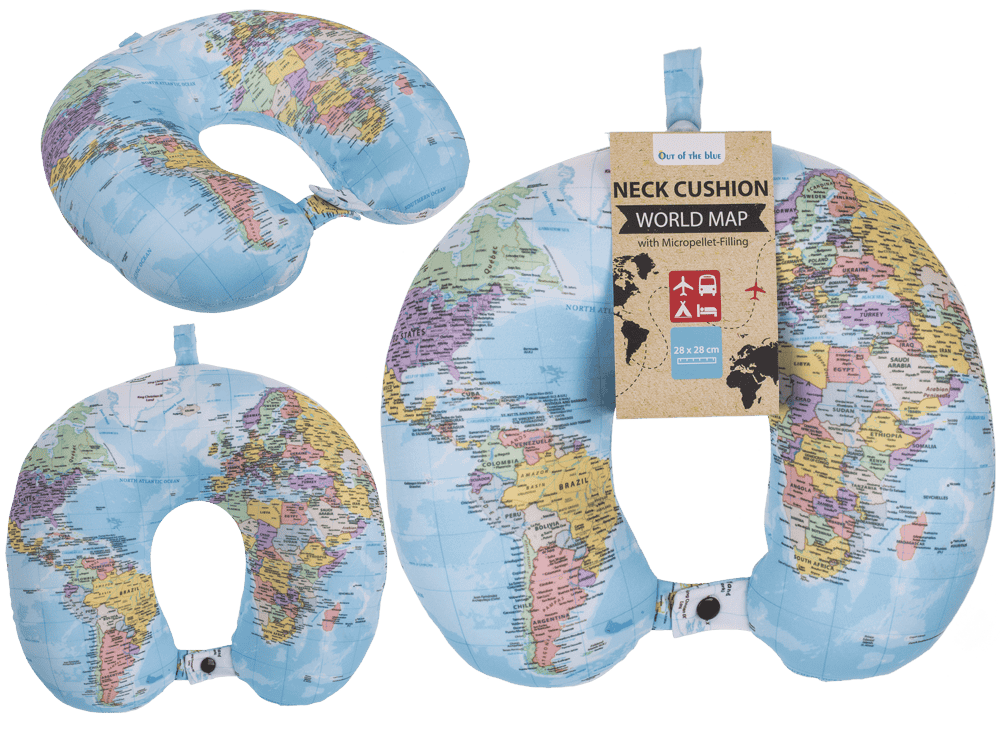 Neck cushion with micro pellet filling, World Map,