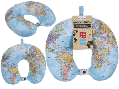 Neck cushion with micro pellet filling, World Map,