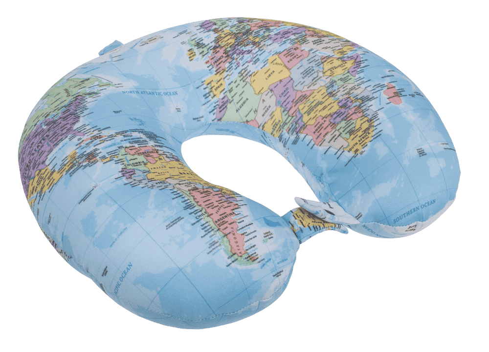 Neck cushion with micro pellet filling, World Map,