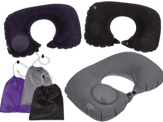 Inflatable neck cushion, with pump,