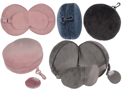 Plush travel pillow with eye mask