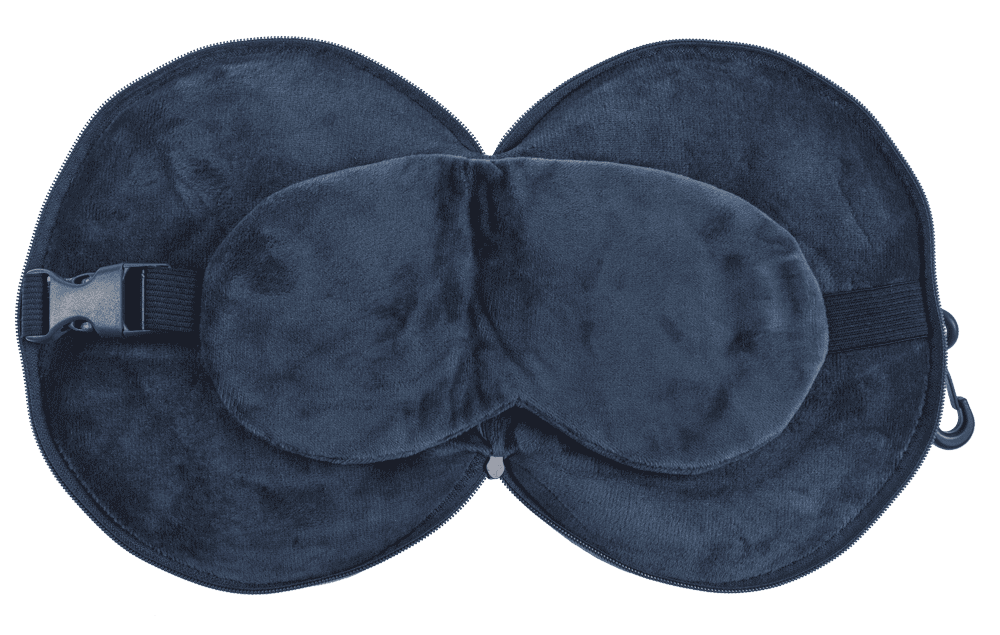 Plush travel pillow with eye mask