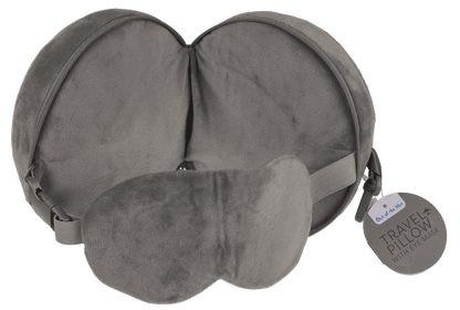 Plush travel pillow with eye mask