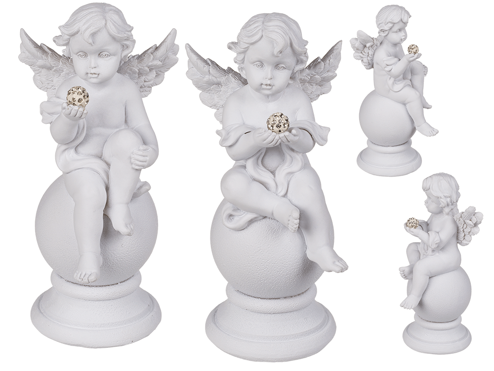Sitting Polyresin Angel with Crystal Deco on